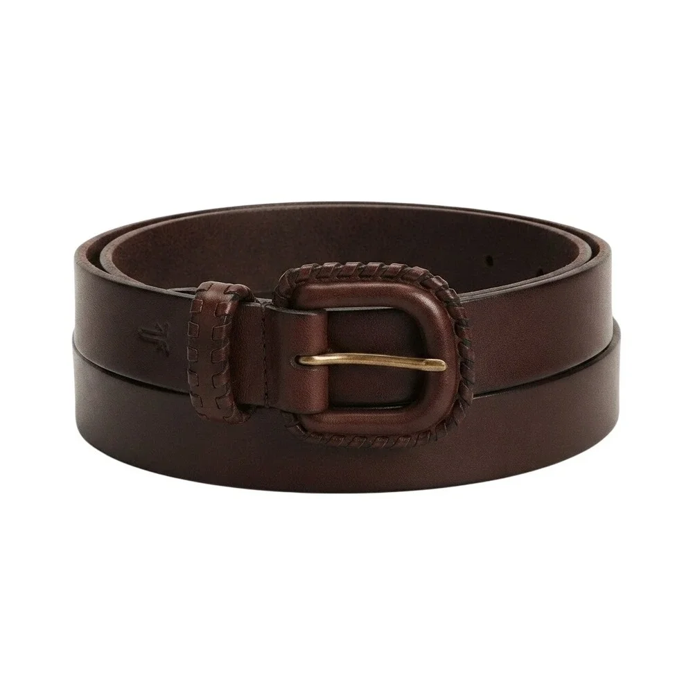 New Frye Brown Leather Belt Medium Covered Buckle Lacing DC1387-200 - AC